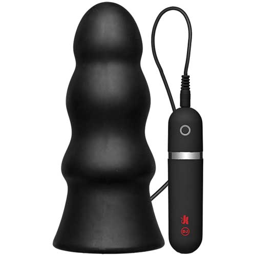 Kink Vibrating Silicone Butt Plug Rippled 7.5 Black画像2