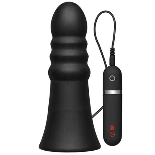 Kink Vibrating Silicone Butt Plug Ridged 8 Black画像2