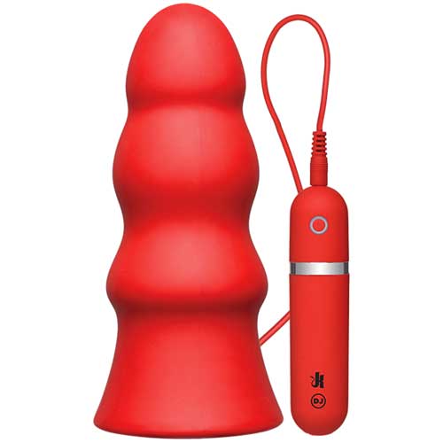 Kink Vibrating Silicone Butt Plug Rippled 7.5 Red画像2