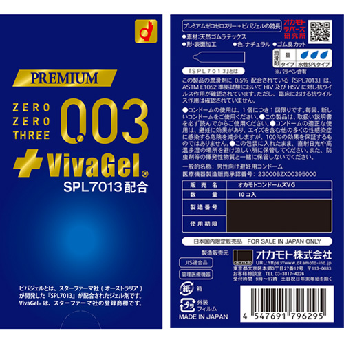 ゼロゼロスリー プレミアム003＋VivaGel（ビバジェル）画像2