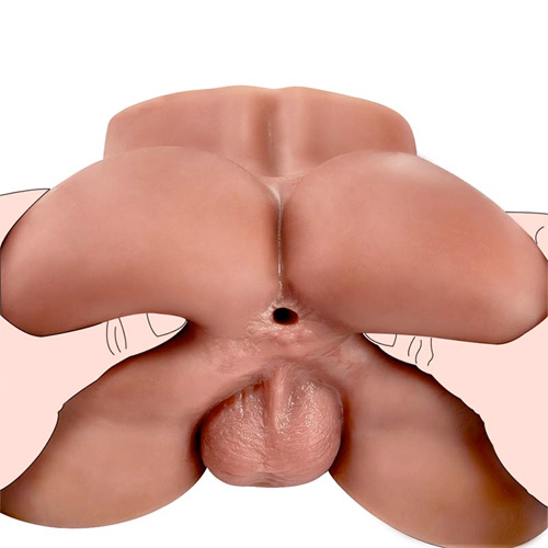 男の娘 アナル覚醒 睾丸付き 据置型 褐色肌 大型オナホール画像6