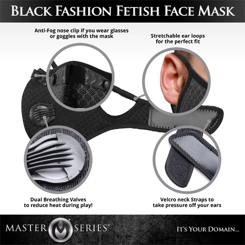 Quarantined Black Fashion Face Mask ブラックフェティッシュフェイスマスク画像3