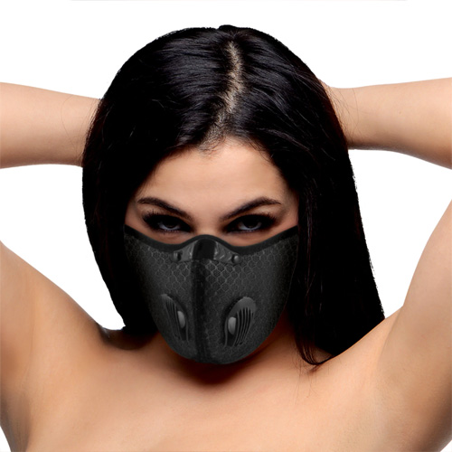 Quarantined Black Fashion Face Mask ブラックフェティッシュフェイスマスク画像2