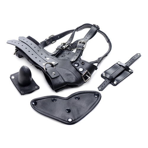 Strict Leather Premium Muzzle With Blindfold And Gags画像7