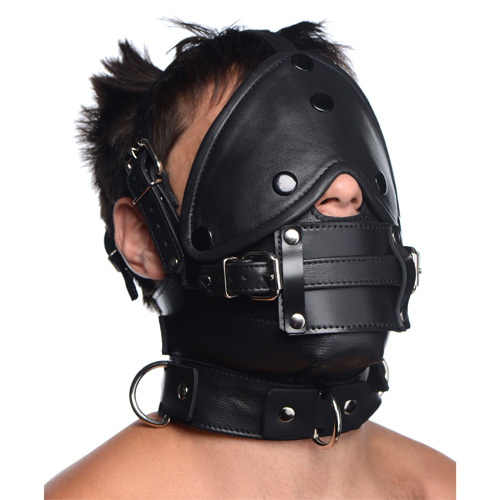Strict Leather Premium Muzzle With Blindfold And Gags画像2