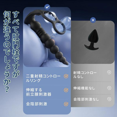 アナルビーズ型ピストンバイブ 二重リング伸縮アナルビーズ画像4