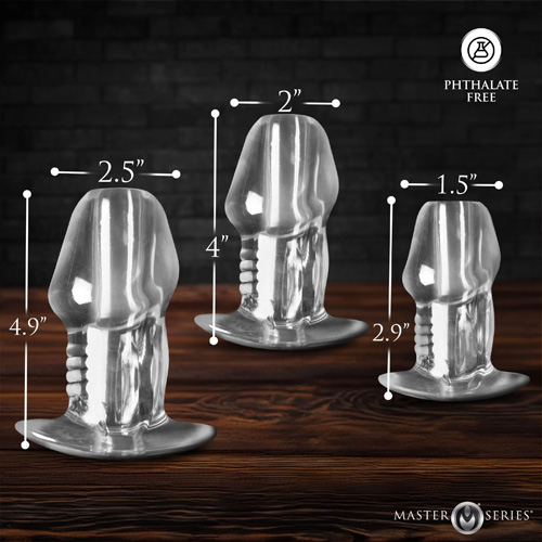 Dicked Clear Hollow Anal Plug 3pc Set画像6