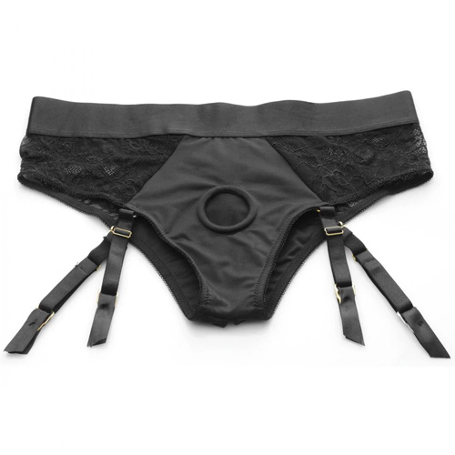 Laced Seductress Lace Crotchless Panty Harness W Garter Straps画像4