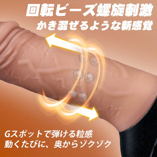 快感リボルバー 9段ピストン 回転ビーズ リアルディルド型 ピストンバイブ画像3