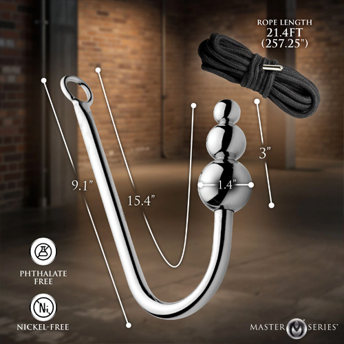 Roped Beaded Anal Hook With Rope画像4