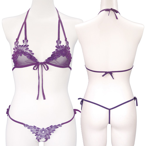 紐パンレースランジェリー パープル画像3