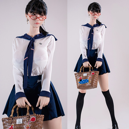FUDOLL セーラー服メガネ リアルラブドール 韓系爆乳 165cm Fカップ クールな知的ダッチワイフ画像3
