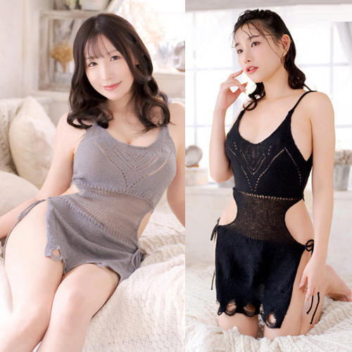 DOLCE pink オーバーキルニット 腰ひもシースルーワンピ