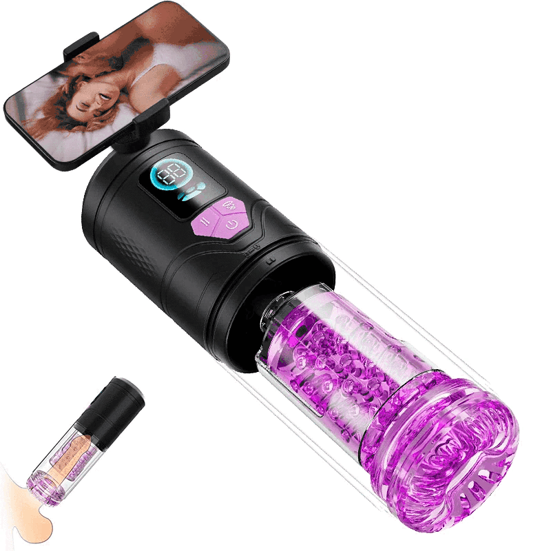 9段階ピストン×吸引×正逆回転 淫舌舐め 強刺激 スマホホルダー付き 電動オナホ