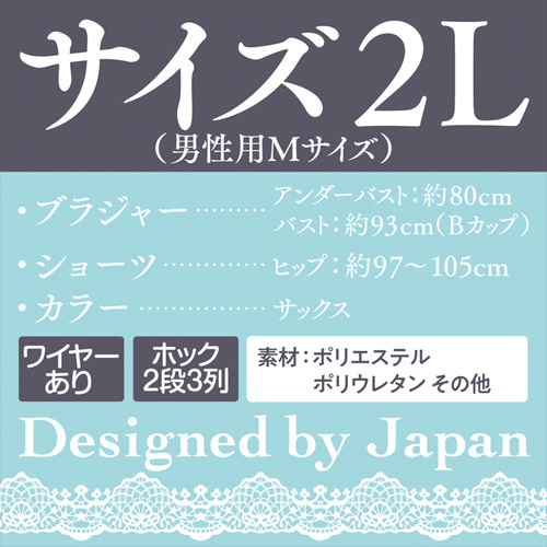 サックスレースブラ＆ショーツ おとこの娘用画像2