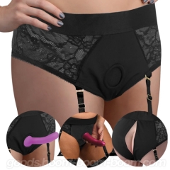 Laced Seductress Lace Crotchless Panty Harness W Garter Straps