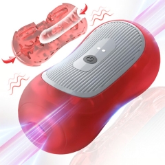 指圧グリップ 強力振動 9種振動モード バキューム感 貫通式 ダブルモーター搭載 電動オナホ