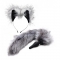 モフモフ耳型カチューシャと尻尾型アナルプラグのセット オオカミ グレー